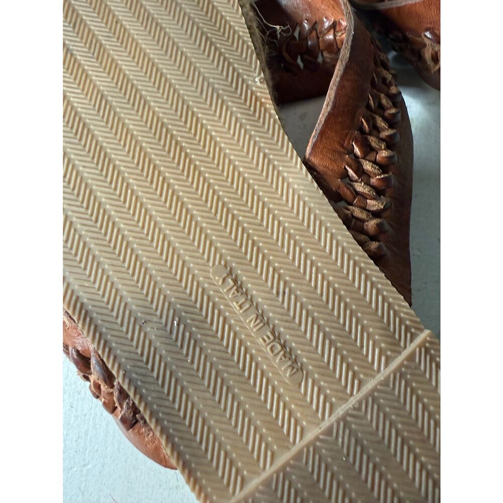 Ralph Lauren Brown Leather Jute Espadrille Thong Sandals Italy Blue Label 8.5 B - Picture 7 of 8